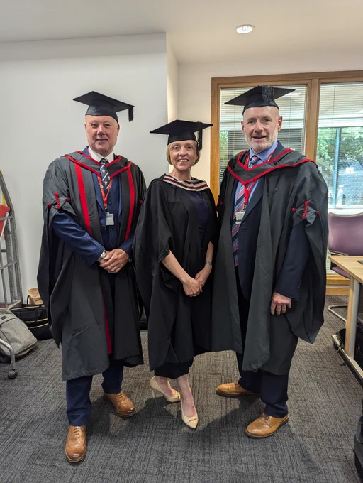 Policing lecturers Adrian Jones, Allison Turner, and Carwyn Evans.
