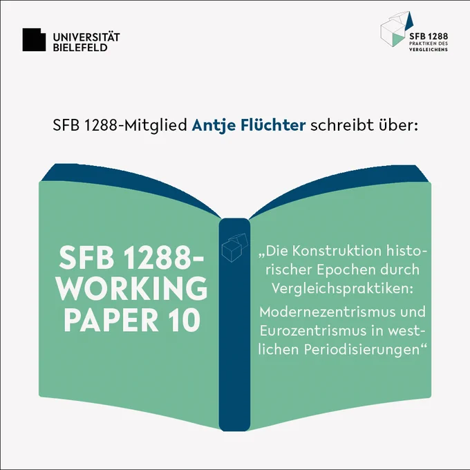 Im SFB 1288-Working Paper 10 schreibt Antje Flüchter über: "Die Konstruktion historischer Epochen durch Vergleichspraktiken: Modernezentrismus und Eurozentrismus in westlichen Periodisierungen".
Gestaltung: Universität Bielefeld