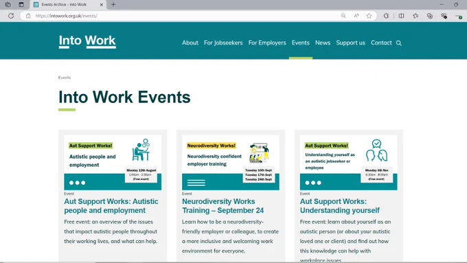 A screenshot showing our new Evenst section on our website. 