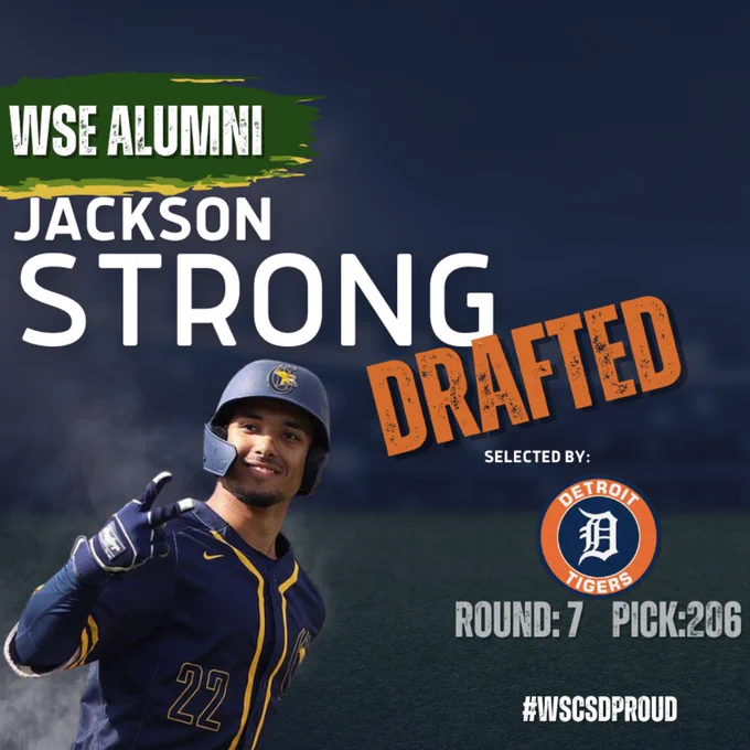 West Seneca East alumni Jackson Strong was drafted to the MLB in round 7, pick 206 by the Detroit Tigers #wscsdproud