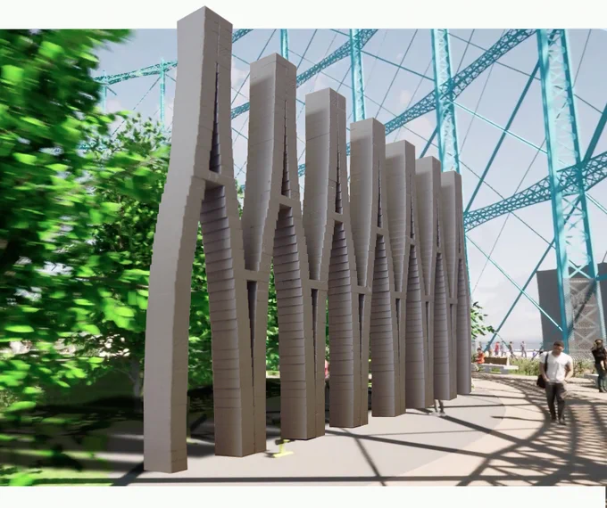 Aeneas is proposing a monumental structure made from the stacked assembly of granite stone blocks, which is an abstract geometric structure echoing the construction and engineering of the Gasholder frame itself. 