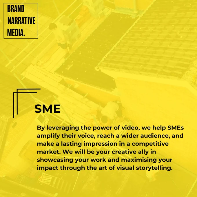 A yellow graphic with black text and a black logo