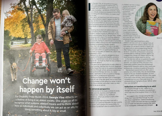 A double spread article about Georgia’s book