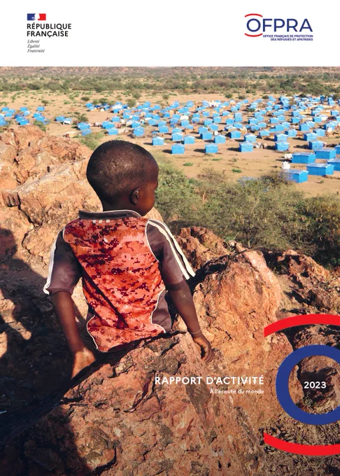 Page de couverture du rapport d'activité 2023 de l'Ofpra
