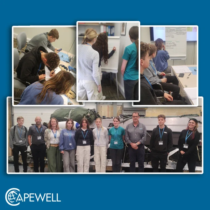 Capewell Europe recently hosted several Year 12 Business and Engineering students from the Commonweal School at our Swindon facility in the UK. As a pilot company for this event, students interacted with our team, learned about career paths, and participated in a Q&A. They received a comprehensive overview of Capewell’s history, product range, and Next Generation Aerial Delivery Systems (#NGADS). They also saw an autonomous vessel on a Universal Maritime Craft Aerial Delivery System (#UMCADS). The students engaged in realistic business activities, applying their newfound knowledge, and presenting their findings. 

The students' feedback indicated that the event was inspiring for their future career goals and sparked their interest in exploring similar career paths. “The insight day has enhanced my desire to pursue a career in the business field.”  We are extremely proud to have connected with these talented, future leaders! A big thank you to Laura Arlott from SWLEP.
