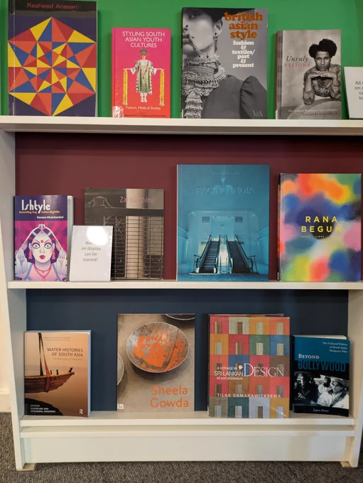 A library display featuring several books about South Asian heritage.