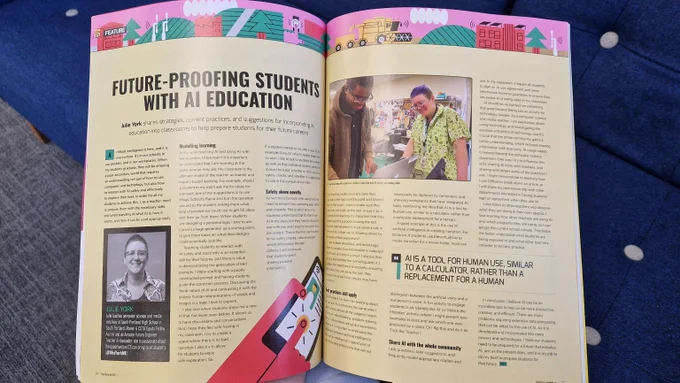 Image of Julie York's article "Future-proofing students with AI education", featured in Issue 24 of Hello World magazine.