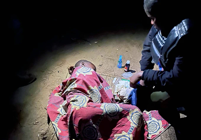 A malaria febrile child diagnosed and treated in early morning Nov 2023 in Mtwara, Tanzania. © MORU. Photographer: Lorenz von Seidlein.