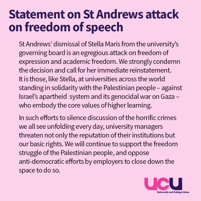 UCU statement on St Andrews attack on freedom of speech