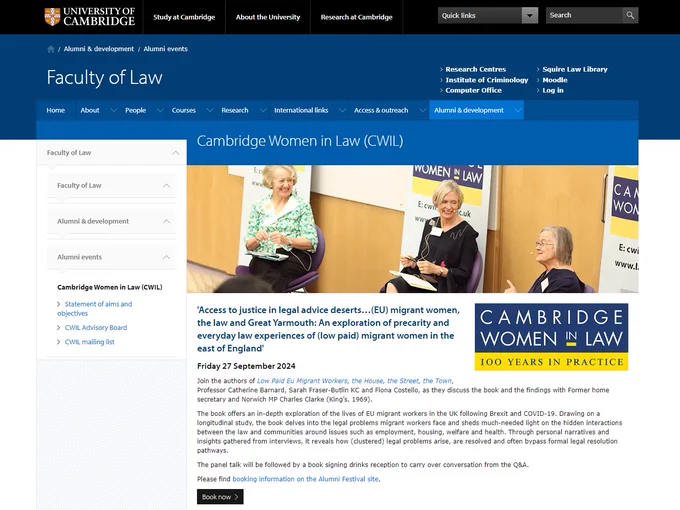 CWIL event: 'Access to justice in legal advice deserts…(EU) migrant women, the law and Great Yarmouth: An exploration of precarity and everyday law experiences of (low paid) migrant women in the east of England'
