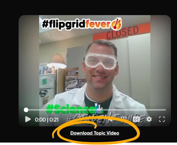 Screenshot of Flip Topic Media Focus with Download Topic Video circled 