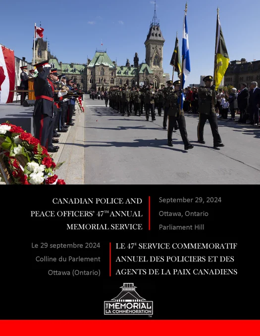 Save the date! The Canadian Police and Peace Officers’ Memorial will be happening on Parliament Hill in Ottawa on Sunday September 29, 2024 at 11am. As soon as further details are available they will be shared on the CPPOM.ca blog.