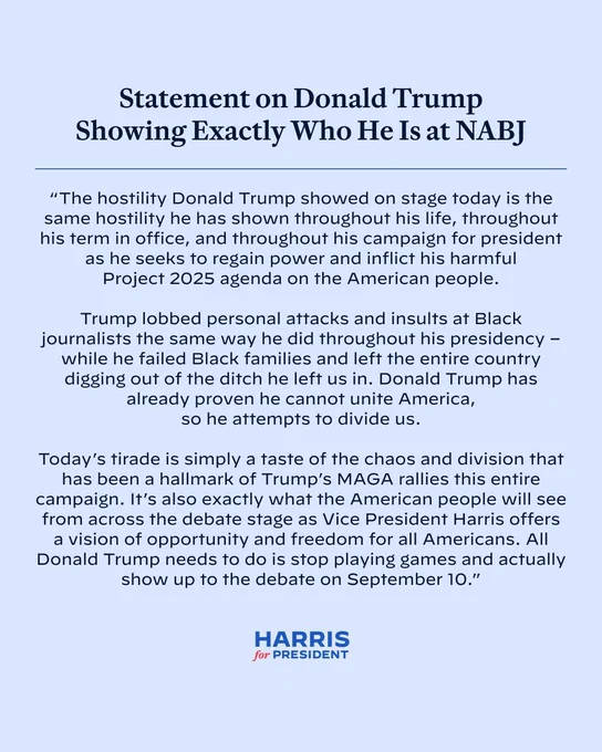 Statement on Donald Trump Showing Exactly Who He Is at NABJ