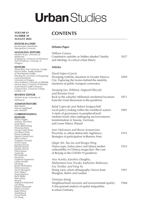 Urban Studies Journal contents page 1