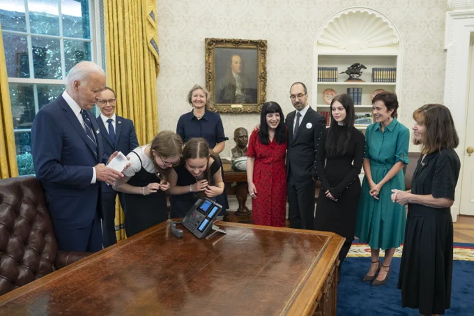President Biden welcomes families of Americans detained in Russia to the Oval Office.