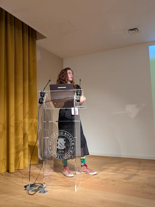 MRes student Sian Boultby presenting the results of her research on meteorites
