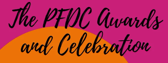 A pink and orange background with text saying 'The PFDC Awards and Celebration'