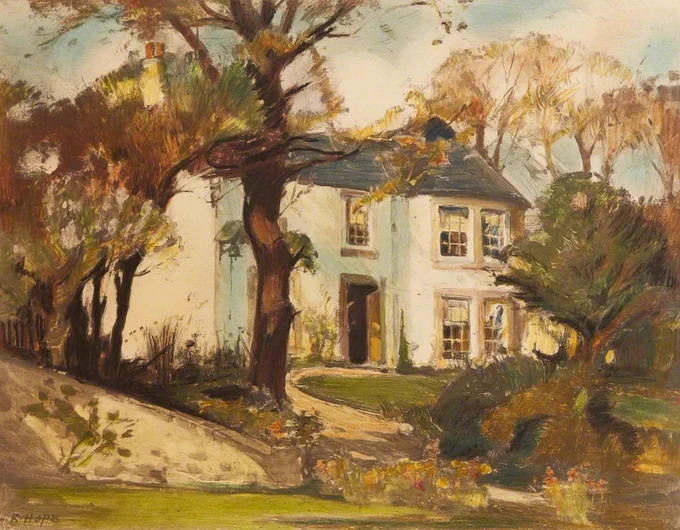 Painting of a cottage set in woods.

Swanston Cottage, Edinburgh
Robert Hope (1869–1936)
City Art Centre
