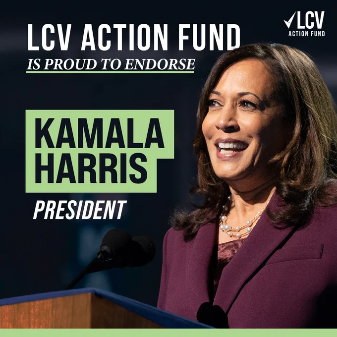 LCV endorsement graphic: LCV Action Fund is proud to endorse Kamala Harris for President