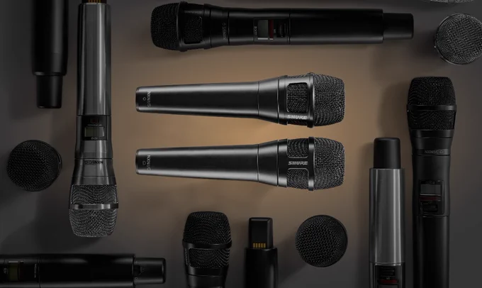 an array of Shure Nexadyne microphones