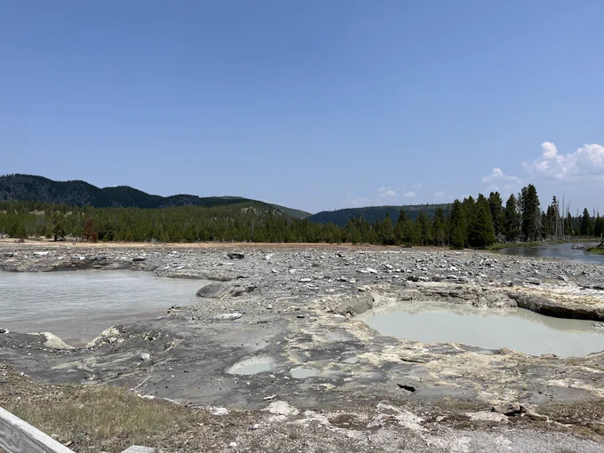 Hydrothermal explosion at Biscuit Basin on July 23, 2024. Photo courtesy of NPS.