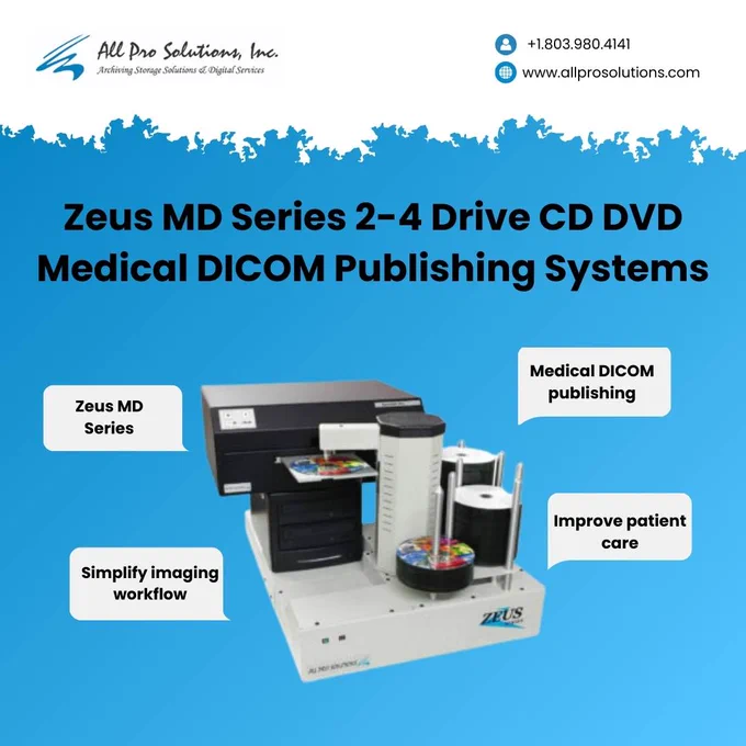 Zeus MD Series 2-4 Drive CD DVD Medical DICOM Publishing System. Simplify your medical imaging workflow with reliable disc publishing. Improve patient care with effective data management.