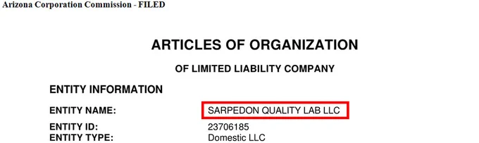 Articles of Organization: Sarpedon Quality Lab