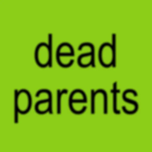 a lime green square with "dead parents" written in black fuzzy text, in the style of Charli xcx's "brat" album