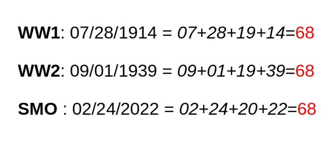 Numbers connecting 3 wars