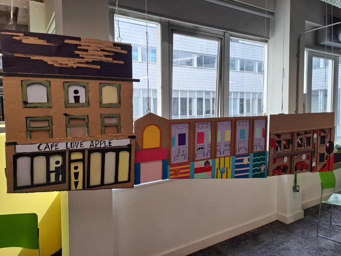 Card model of the buildings on Great Horton Road.