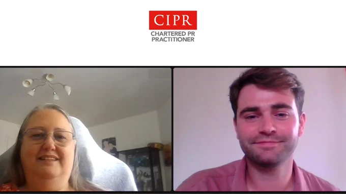 CIPR chartership logo. Image of James Hyde and Angela Hamilton.