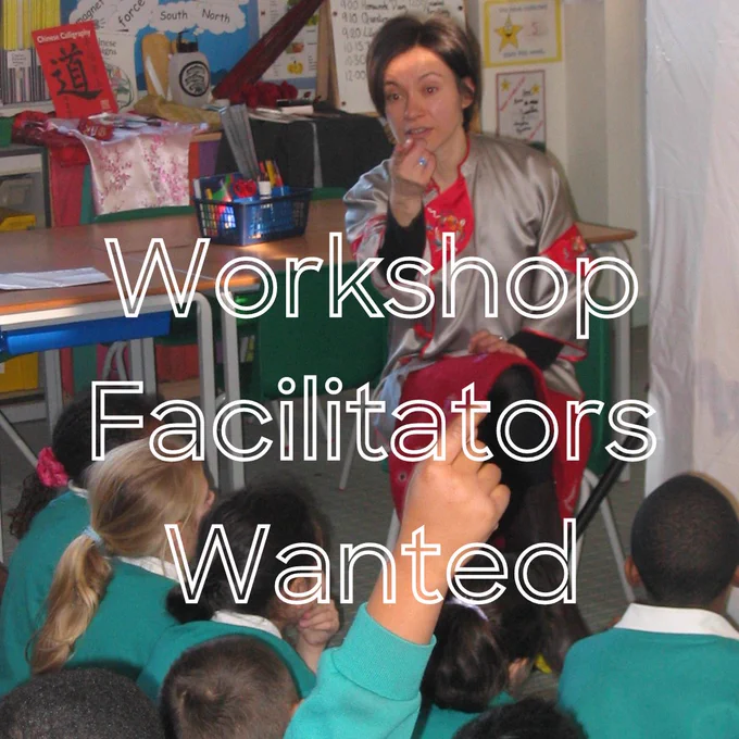 Workshop Facilitators Wanted - written over a photo of an ESEA woman addressing students sitting in front of her