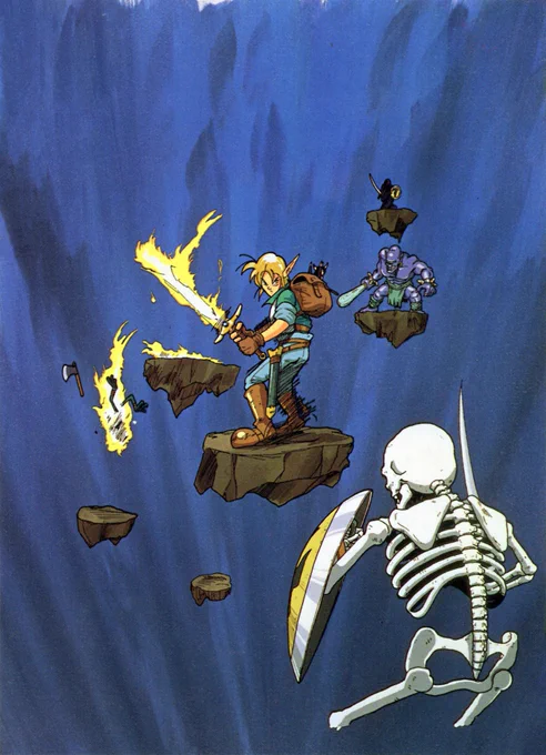 Landstalker clean artwork by Yoshitaka Tamaki used in the Japanese instruction manual.