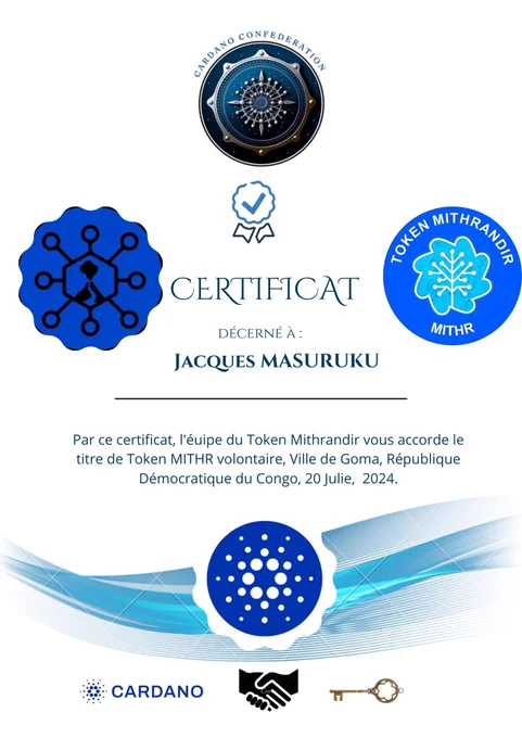 The Community of the Cardano Confederations, offers you this simple but noble tribute and recognition. 