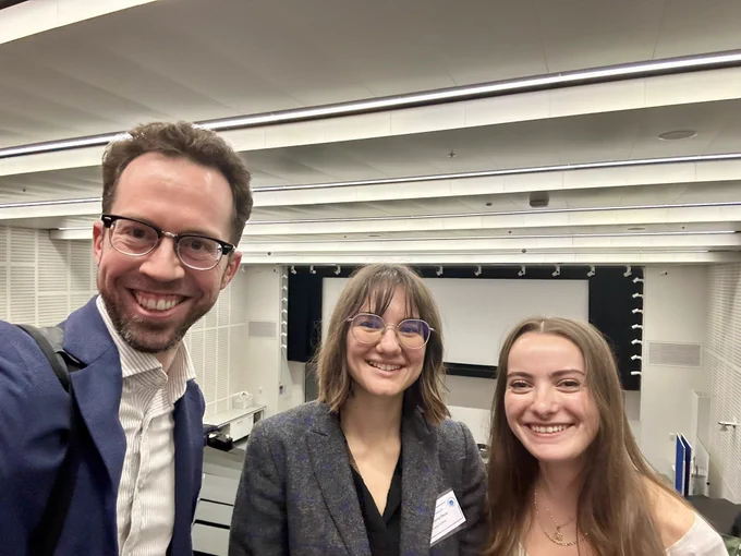 A selfie of Volker, Bianca, and Natascia in the lecture theatre