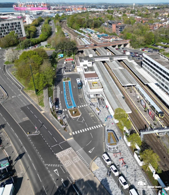 Aerial view of the new Southampton Central Station Interchange 