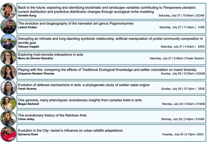 List of all presentations from Moreau lab members at Evolution 2024