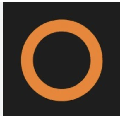 A large orange ring on a black background.