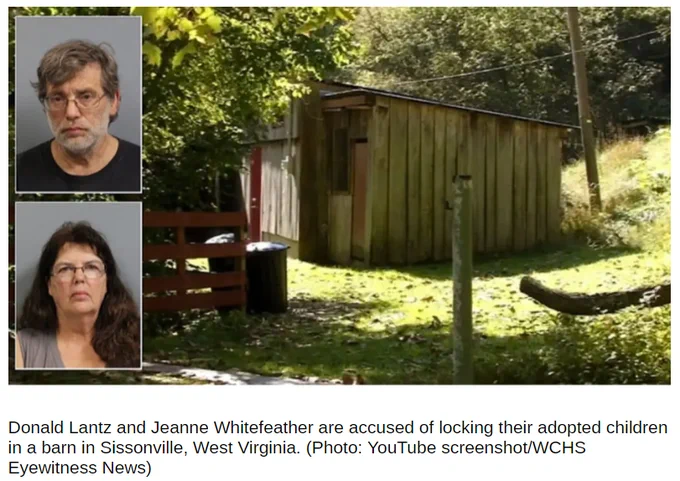Picture of two traffickers beside the shed in their backyard.