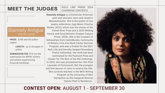 Diannely sits in front of a plain background, her face leaning toward the camera. She is an Afro-Latinx woman with a big, bold afro.