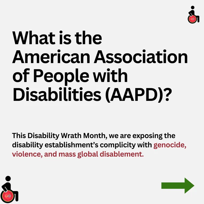 What is the American Association of People with Disabilities (AAPD)?
This Disability Wrath Month, we are exposing the disability establishment’s complicity with genocide, violence, and mass global disablement.