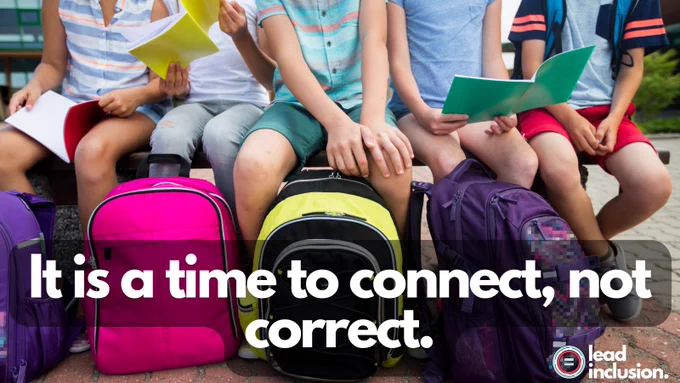 Children and their backpacks.