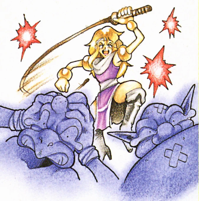 Landstalker clean artwork by Yoshitaka Tamaki used in the Japanese Sega Mega Drive instruction manual. 