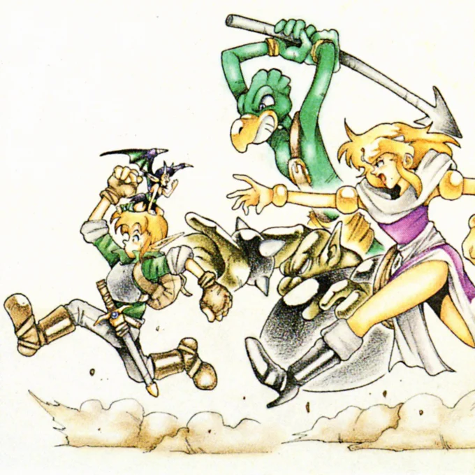 Landstalker clean artwork by Yoshitaka Tamaki used in the Japanese Sega Mega Drive instruction manual. 
