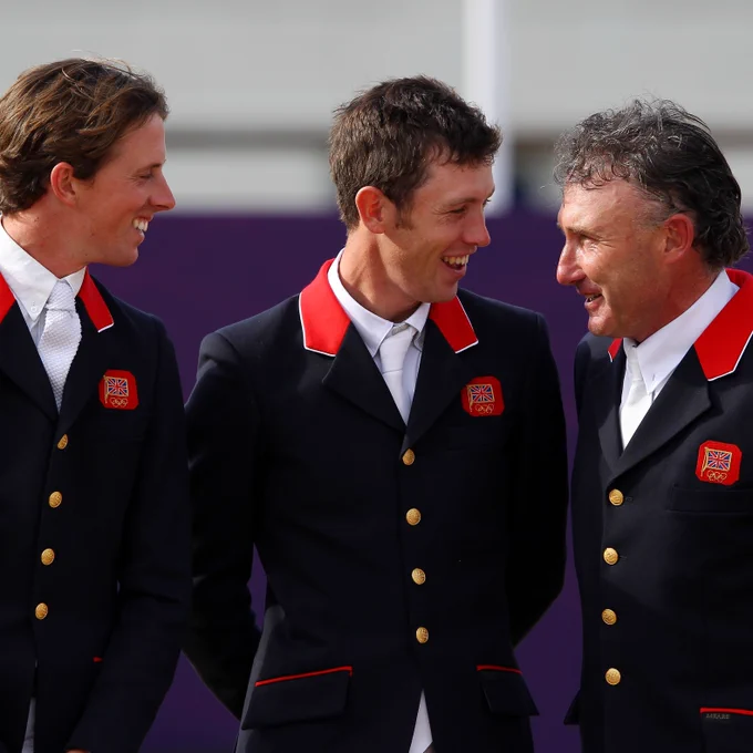 Scott Brash, and Ben Maher speak to Peter Charles on the London 2012 Olympics podium