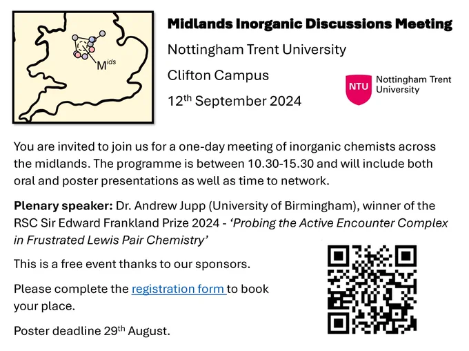 Flyer for Midlands Inorganic Discussions Meeting 2024.