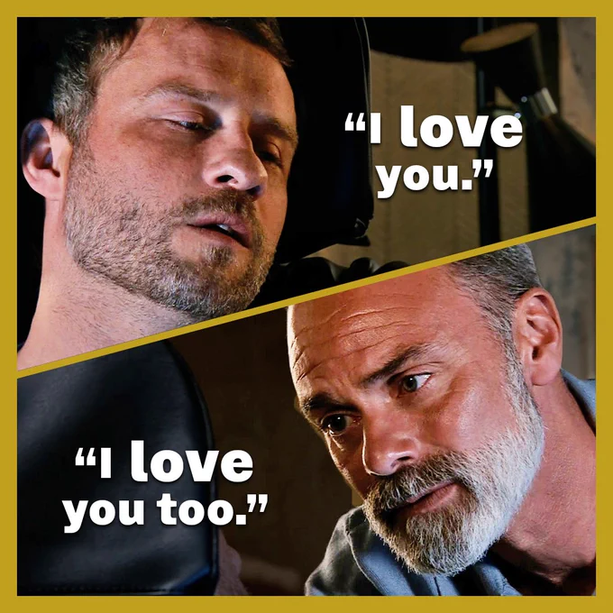 Paul looks at Billy and tells him he loves him. Billy replies with 'I love you too'.