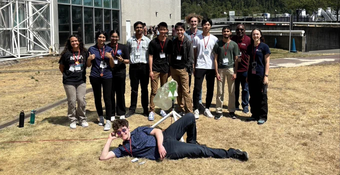 the red team poses for a photo after an engineering challenge!