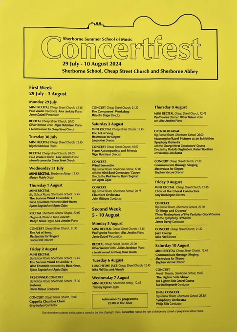 Concert details on a poster image, text at https://www.sherbornesummerschoolofmusic.org/concertfest.html