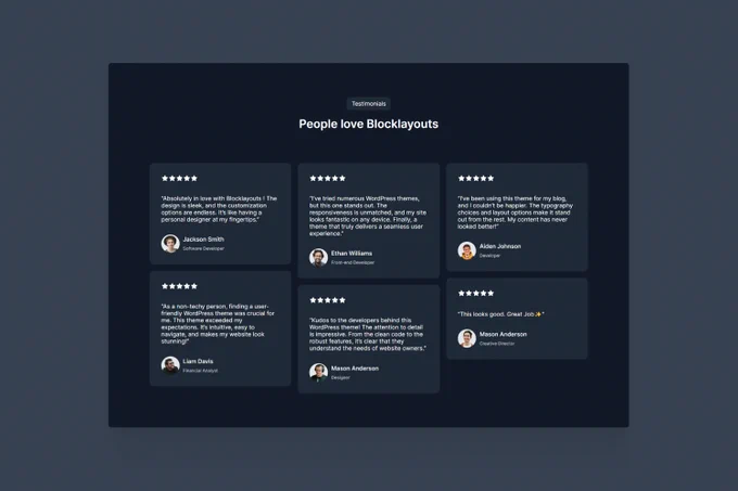 Testimonials 3 Columns – dark